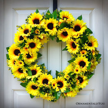 Carregar imagem no visualizador da galeria, Sunflower Wreath for Front Door or Home, 20 Inches
