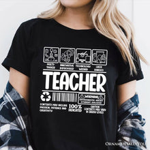 Load image into Gallery viewer, Teacher Label T-Shirt, Funny Barcode Tee for Dedicated Educators
