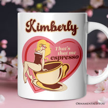 Carregar imagem no visualizador da galeria, That’s That Me Expresso Retro Personalized Mug, Pinup Girl Anti-Valentine Gift With Custom Name
