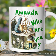 Load image into Gallery viewer, The Caterpillar Who Are You Vintage Personalized Mug, Alice's Adventures in Wonderland with Custom Name
