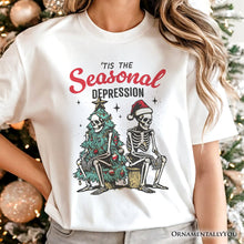 Load image into Gallery viewer, Tis the Seasonal Depression T-Shirt, Dark Humor Christmas Tee for Festive Mood Swingers
