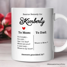 Carregar imagem no visualizador da galeria, To Mom VS To Dad Funny Personalized Mug with Name, Moms Rescue Remedy Gift
