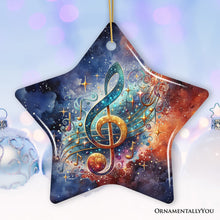Carregar imagem no visualizador da galeria, Treble G-Clef Cosmic Melodic Symphony Ornament, Festive Holiday Decor, Musician Souvenir
