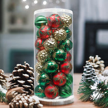 Load image into Gallery viewer, Uniquely Patterned Christmas Bauble Set, 35 Ornaments with Red, Green, and Gold
