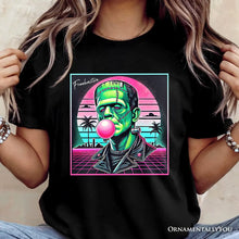 Cargar imagen en el visor de la galería, Vaperwave Frankenstein Retro Neon Horror T-Shirt, Synthwave 80&#39;s Styled Classic Halloween Tee
