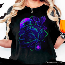 Carregar imagem no visualizador da galeria, Vaporwave Plague Doctor T-Shirt, Retro Neon Horror Vibes Halloween Tee
