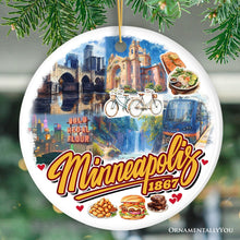 Carregar imagem no visualizador da galeria, Vibrant Minneapolis Cultural Ornament, Minnesota Twin Cities Urban Heritage Christmas Souvenir
