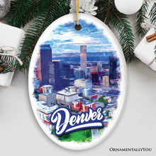 Carregar imagem no visualizador da galeria, Vibrant Watercolor Art Denver Ornament, Colorado Souvenir
