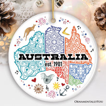 Carregar imagem no visualizador da galeria, Vibrantly Unique and Stylish Australia Continent Map Ornament, Christmas Souvenir
