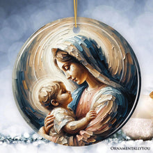 Load image into Gallery viewer, Virgin Mary and Baby Jesus Gentle Embrace Ceramic Ornament, Iconic Oil Painting Gift And Decor
