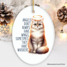 Carregar imagem no visualizador da galeria, Wingless Angels with Whiskers Quote Ornament, Pet Cat Christmas Memorial Gift
