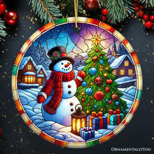 Load image into Gallery viewer, Winter Festivity Top Hat Snowman Ornament, Radiant Tree with Holiday Spirit Keepsake and Gift
