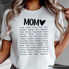 Carregar imagem no visualizador da galeria, Words That Define Mom T-Shirt, Sweet Loving Mother’s White Tee for Strong and Beautiful Mothers
