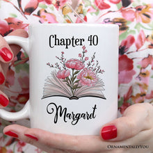 Load image into Gallery viewer, 40th Birthday Pink Flowers Book Personalized Mug, Chapter 40 Gift With Custom Name

