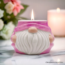 Carregar imagem no visualizador da galeria, Adorable Pink Gnome Ceramic Candle, Holiday Home Decoration Scented with a Classic White Vanilla Fragrance
