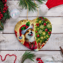 Carregar imagem no visualizador da galeria, Adorable Welsh Corgi with Santa Hat Ornament, Jolly Christmas for Heartfelt Gift
