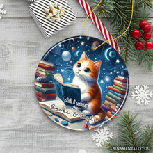 Carregar imagem no visualizador da galeria, All I Need is Books &amp; Cats Ceramic Ornament, Book Lover Gift of Imagination and the Universe
