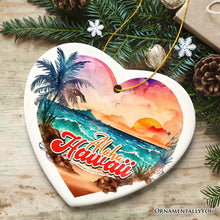 Carregar imagem no visualizador da galeria, Aloha Hawaii Tropical Watercolor Beach Ornament, Nature Paradise Christmas Gift
