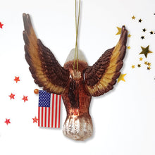 Carregar imagem no visualizador da galeria, American Bald Eagle Patriotic Glass Ornament, USA Flag Christmas Decor
