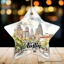 Carregar imagem no visualizador da galeria, Artistic Austin Texas Christmas Ornament, Unique Ceramic Keepsake Souvenir and Gift
