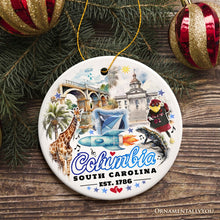 Carregar imagem no visualizador da galeria, Artistic Souvenir of Columbia City Landmarks and Icons Ceramic Ornament, the Heart of South Carolina
