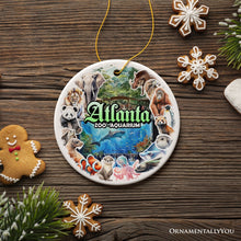 Carregar imagem no visualizador da galeria, Atlanta Georgia Aquarium and Zoo Watercolor Art Ornament, City Souvenir Gift with Animals and Sea Creatures
