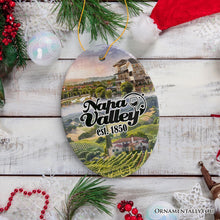 Carregar imagem no visualizador da galeria, Beautiful Napa Valley Ceramic Ornament, California&#39;s World Class Vineyards and Wineries Christmas Gift
