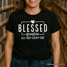 Carregar imagem no visualizador da galeria, Blessed Grandma T-Shirt, All Day Every Day White and Black Tee for Faithful Grandmothers
