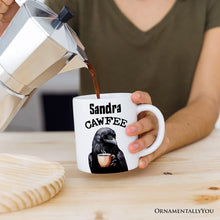 Cargar imagen en el visor de la galería, Cawfee Crow Personalized Mug, Funny Bird Lover Gift With Custom Name
