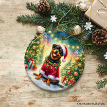 Cargar imagen en el visor de la galería, Charming Rottweiler in Festive Attire Ornament, Heartwarming Dog-Themed Christmas Gift Decor
