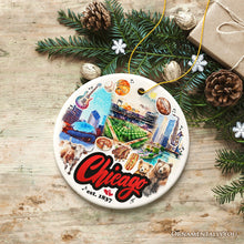 Cargar imagen en el visor de la galería, Chicago City Artistic Ornament, Illinois Souvenir and Christmas Gift Decoration
