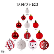 Load image into Gallery viewer, Christmas Paradise Ornament Bundle Mega Set, 155 Red and White Baubles with Many Themes
