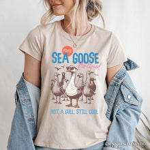 Carregar imagem no visualizador da galeria, Cool Summer Sea Goose Certified T-Shirt, Funny Retro White and Natural Tee for Beach Lovers
