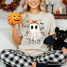 Load image into Gallery viewer, Coquette Ghost T-Shirt, Cute Halloween Tee for Girly Ghouls
