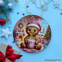 Load image into Gallery viewer, Cozy Gingerbread Man Pink Themed Ornament, Delightful Christmas Gift and Decor
