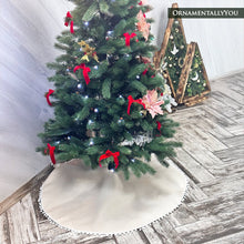 Load image into Gallery viewer, Cream Colored Pom Pom Christmas Tree Skirt
