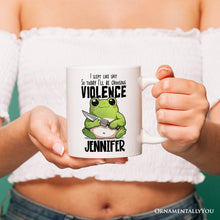Load image into Gallery viewer, Cute Frog Morning Melee Personalized Mug With Custom Name
