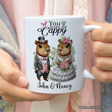 Cargar imagen en el visor de la galería, Cute Married Couple Capybara Personalized Mug, You Make Me Cappy Romantic Wedding Gift With Custom Names
