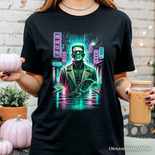 Load image into Gallery viewer, Cyberpunk Frankenstein T‑Shirt, Neon Halloween Monster Tee

