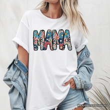 Load image into Gallery viewer, Daisy Floral Mama T-Shirt, Colorful Retro White Tee for Stylish and Cheerful Women
