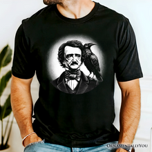 Cargar imagen en el visor de la galería, Edgar Allan Poe Spooky Portrait T-Shirt, Horror Villain Theme Halloween Tee
