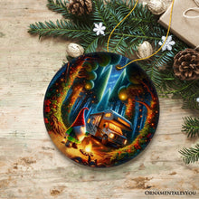Load image into Gallery viewer, Enchanted Camper Gnome Forest Haven Ornament, Magical Twilight Christmas Ornament
