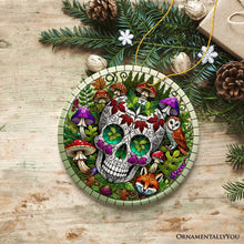 Load image into Gallery viewer, Enchanted Woodland Sugar Skull Ornament, Mystical Forest Christmas Gift and Decor
