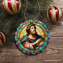 Load image into Gallery viewer, Enlightened Man Renaissance Italy Painting Ornament, Artistic Stained Glass Themed Medieval Christmas Gift

