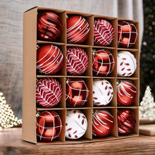 Carregar imagem no visualizador da galeria, Festive Christmas Ball Set, 16 Ornaments with Varied and Refined Red Colors Packaged
