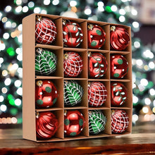 Load image into Gallery viewer, Festive Christmas Ornament Bundle, 16 Red and Green Glittered Baubles
