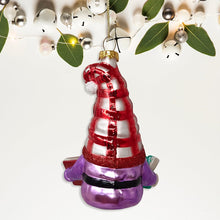 Cargar imagen en el visor de la galería, Festive Teacher Gnome Glass Christmas Ornament, Holiday Tree School Gift
