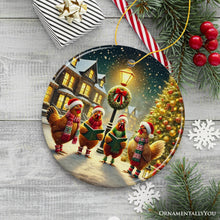 Carregar imagem no visualizador da galeria, Festive Victorian Chicken Carolers Ornament, Rustic Christmas Gift and Decor
