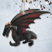 Load image into Gallery viewer, Fierce Mystical Black Dragon Ornament, Mythical Creature Gothic Fantasy
