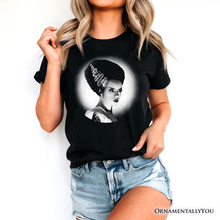 Cargar imagen en el visor de la galería, Frankenstein&#39;s Bride Spooky Portrait T-Shirt, Horror Villain Theme Halloween Tee

